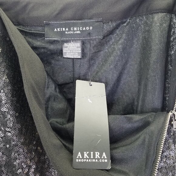 Akira Chicago Flare Pants Women L High Waist Semi Sheer Sequin Black Sparkle NEW - Picture 12 of 16